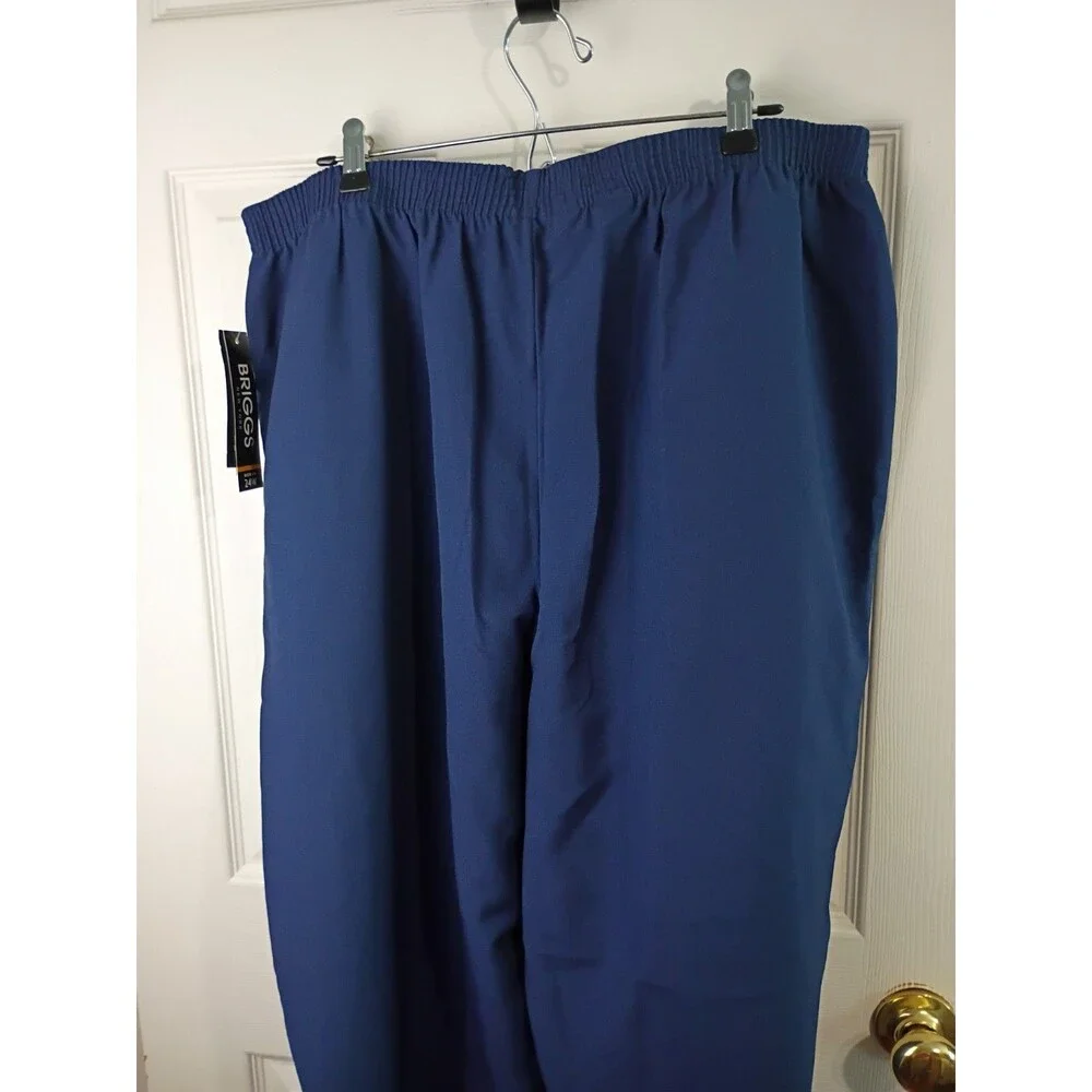 Briggs Woman 24W Blue Elastic Waist Pocket Pullon Pants Easycare Short versatile